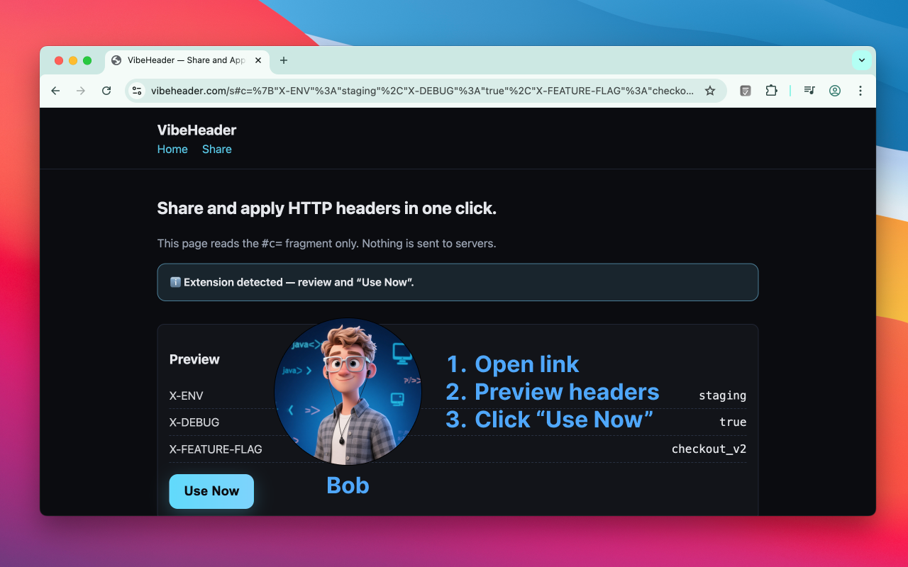 Step 2 — Preview on the Share page
